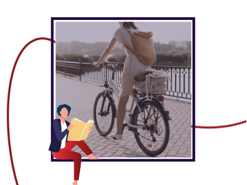 Jeune femme se déplaçant à vélo.