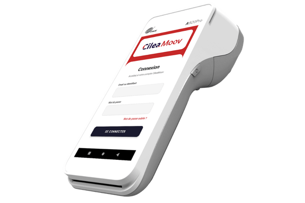 Ecran de connexion de l'application CileaMoov Pocket sur TPE A920 Pro.