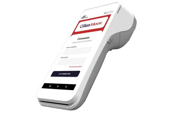 Ecran de connexion de l'application CileaMoov Pocket sur TPE A920 Pro.
